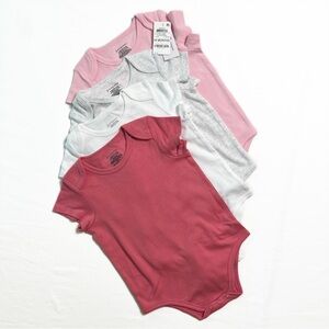 NWT Bundle of 4 | First Impressions Onesies | 24M | Pink/White
